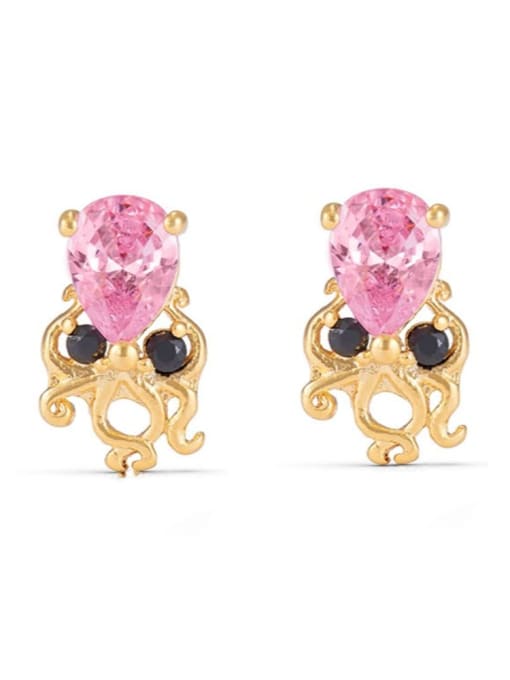 34 gold Brass Cubic Zirconia Icon Trend Stud Earring