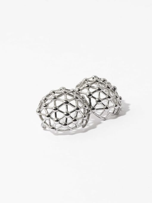 steel (single) Brass Ball Minimalist Metal line hollow ball Single Earring