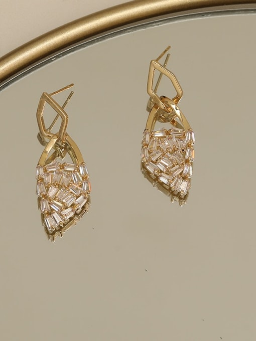 HYACINTH Brass Cubic Zirconia Geometric Dainty Drop Trend Korean Fashion Earring 1