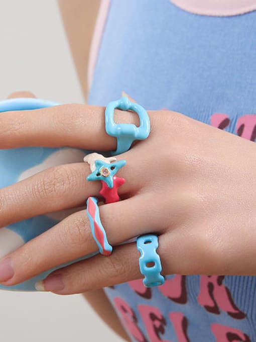 TINGS Alloy Enamel Star Trend Band Ring 2