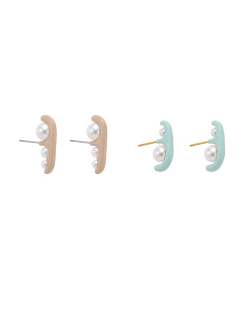 Five Color Brass Enamel Geometric Cute Stud Earring 2
