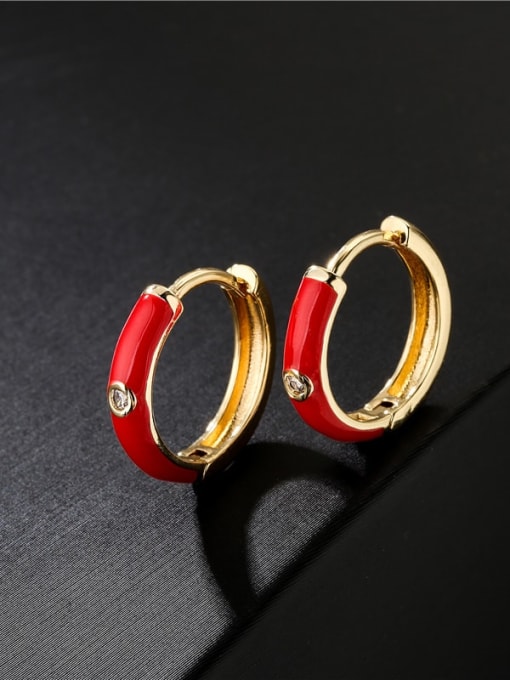 AOG Brass Enamel Geometric Vintage Huggie Earring 1