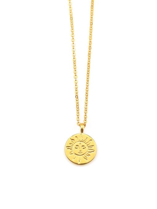 ACCA Brass Coin Minimalist  Retro sun coin medal pendant Necklace 0
