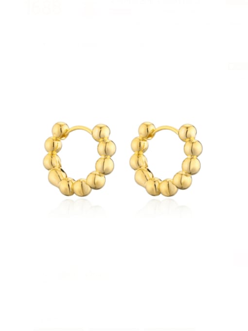 41504 Brass Bead Geometric Minimalist Huggie Earring