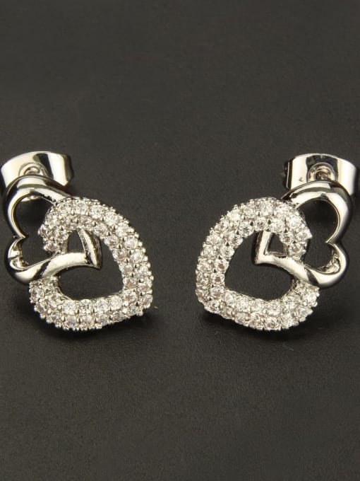 renchi Brass Cubic Zirconia Heart Luxury Drop Earring 1