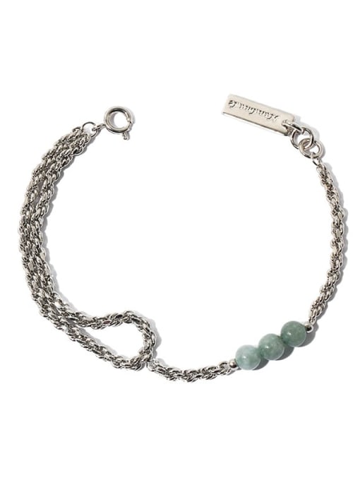 Platinum Brass  Minimalist Multilayer braided twisted chain turquoise Natural stone Bracelet