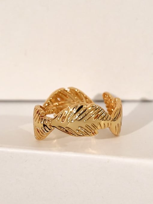Five Color Brass Feather Vintage Band Ring 2
