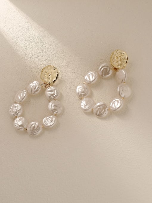 HYACINTH Brass Freshwater Pearl Geometric Vintage Drop Trend Korean Fashion Earring 2