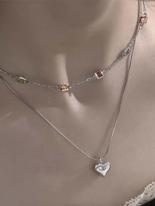TINGS Brass Cubic Zirconia Heart Dainty Necklace 1