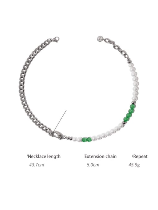 TINGS Titanium Steel Imitation Pearl Geometric Minimalist Necklace 3
