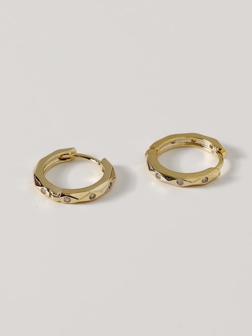 14k Gold Brass Geometric Vintage Huggie Trend Korean Fashion Earring