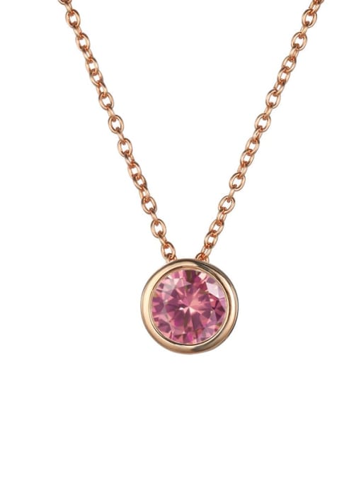July Rose Red Rose Gold Stainless steel Birthstone Geometric Minimalist Necklace