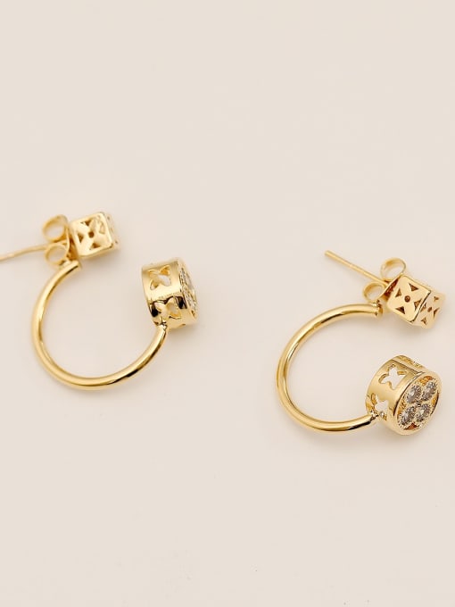 HYACINTH Brass Cubic Zirconia Geometric Minimalist Hook Trend Korean Fashion Earring 2