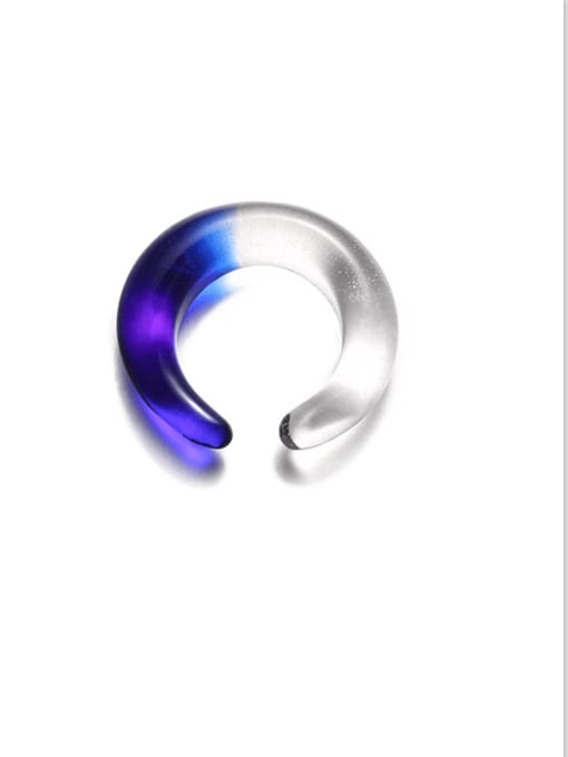 Blue ring Hand Glass  Round Minimalist Glass Band Ring