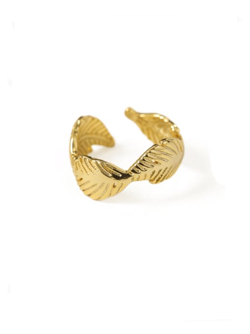 ACCA Brass Feather Vintage Band Ring 0