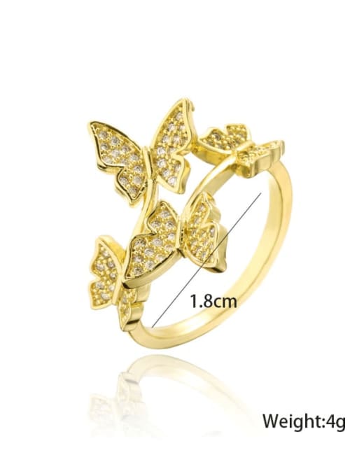 AOG Brass Cubic Zirconia Butterfly Minimalist Band Ring 3