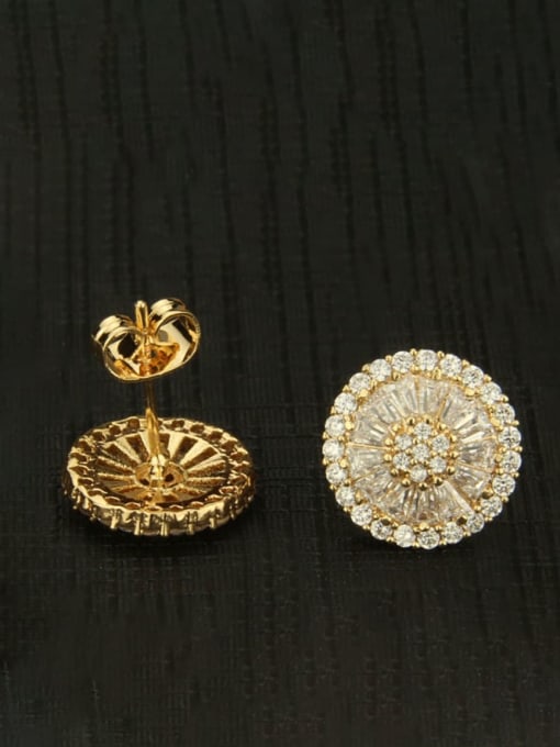 Small diameter 1.3cm Brass Cubic Zirconia Round Luxury Stud Earring