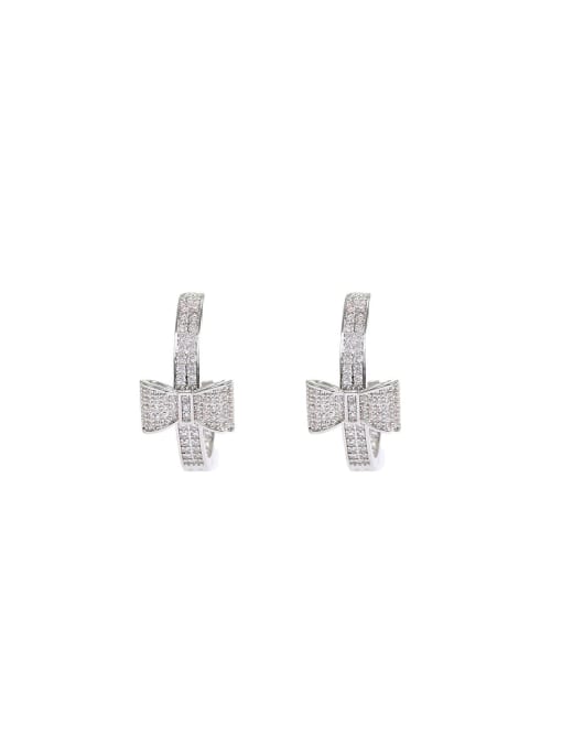 OUOU Brass Cubic Zirconia Cross Dainty Stud Earring 0