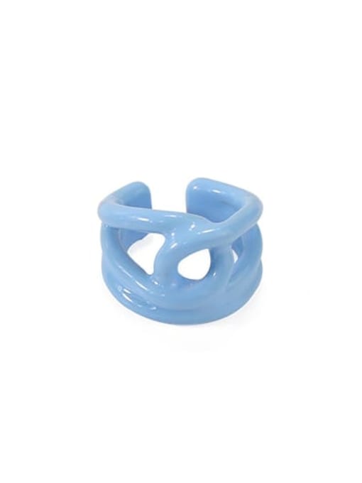 Light blue Zinc Alloy  Enamel Geometric Minimalist Band Ring