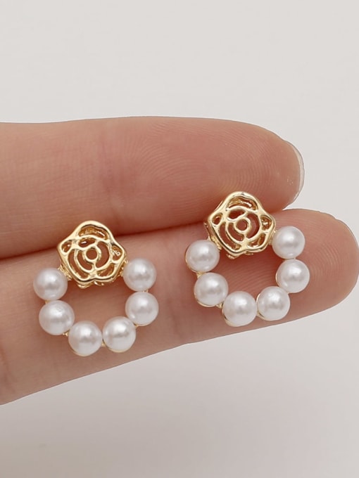 HYACINTH Brass Imitation Pearl Flower Vintage Drop Trend Korean Fashion Earring 1