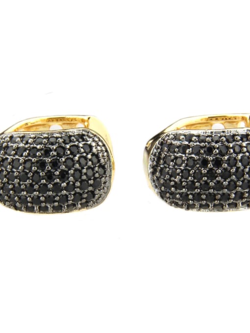Gold Plated Black zircon Brass Cubic Zirconia Round Minimalist Clip Earring