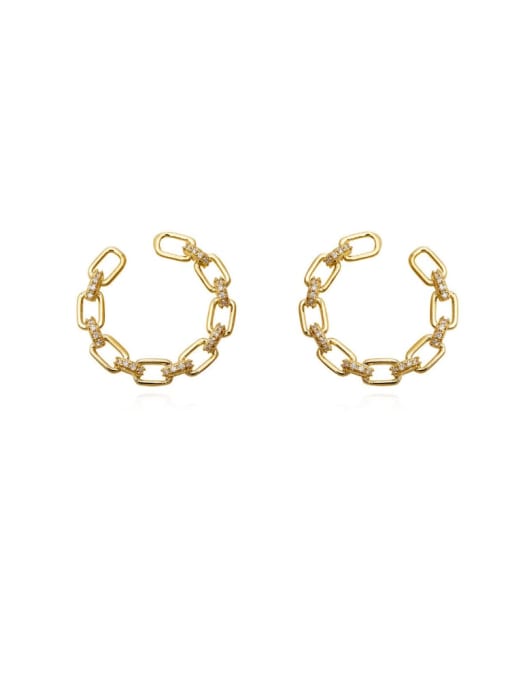 14k Gold Copper Cubic Zirconia Geometric Artisan Stud Trend Korean Fashion Earring