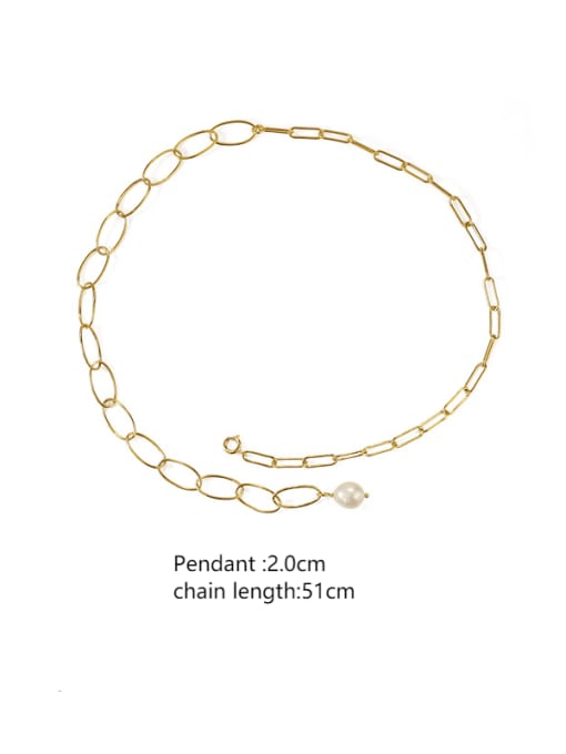 ACCA Brass Freshwater Pearl Asymmetry Geometric Chain  Minimalist Necklace 3