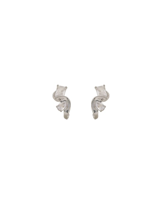 HYACINTH Brass Cubic Zirconia Geometric Dainty Stud Earring 0