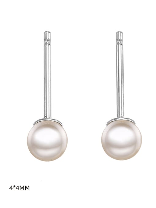 4MM YE15768 steel color Stainless steel Imitation Pearl Geometric Minimalist Stud Earring