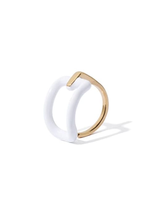 White ring Brass Enamel Geometric Minimalist Band Ring