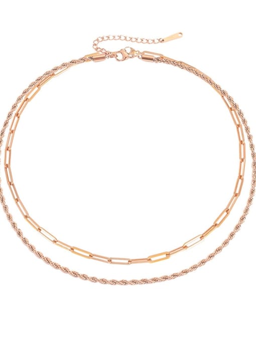 rose gold Stainless steel Irregular Minimalist Multi Strand Necklace