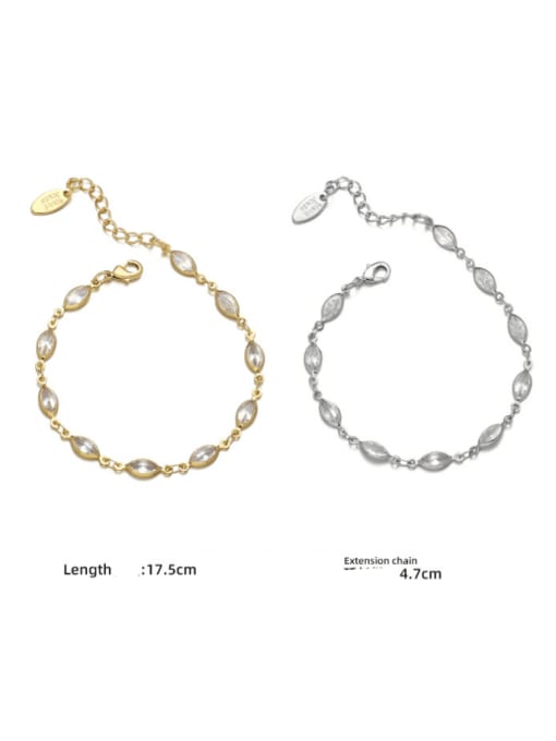 ACCA Brass Cubic Zirconia Geometric Minimalist Link Bracelet 2