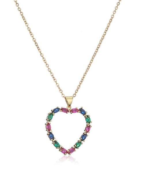 21195 Brass Cubic Zirconia Heart Minimalist Necklace