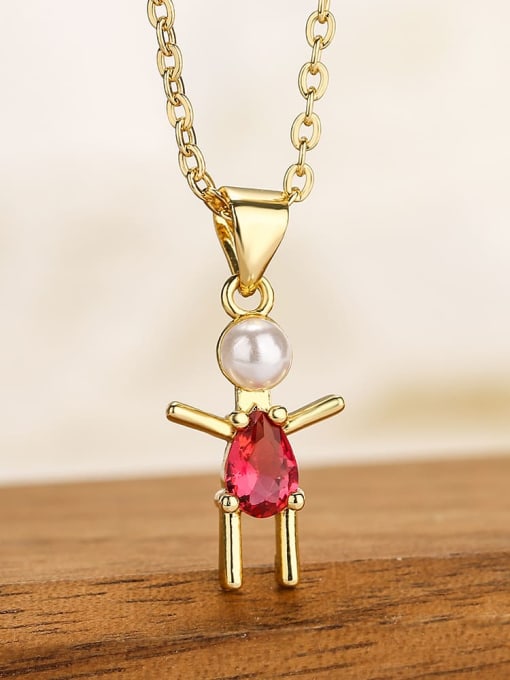 AOG Brass Imitation Pearl Girl Cute Necklace 2