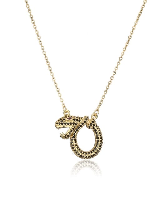 21193 Brass Rhinestone Snake Vintage geometry Pendant Necklace
