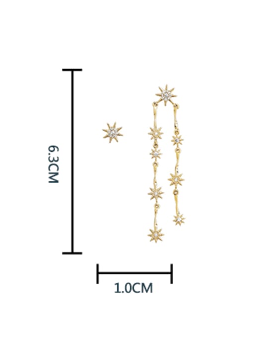 HYACINTH Brass Cubic Zirconia Asymmetrical  Star Minimalist Drop Earring 3