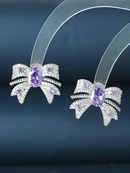 OUOU Brass Cubic Zirconia Butterfly Luxury Cluster Earring 3