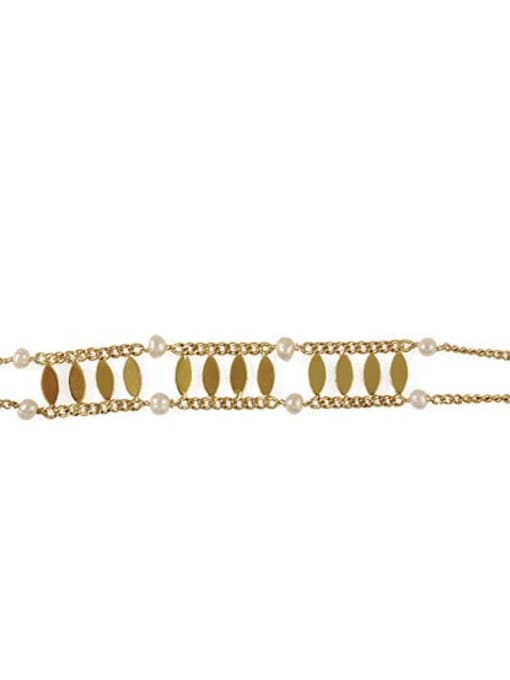 ACCA Brass Freshwater Pearl Geometric Vintage Strand Bracelet 2