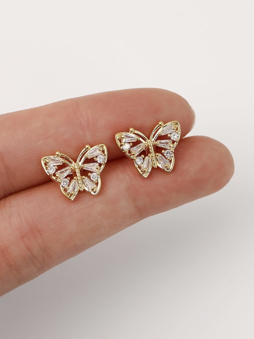 HYACINTH Brass Imitation Pearl Butterfly Vintage Stud Trend Korean Fashion Earring 2