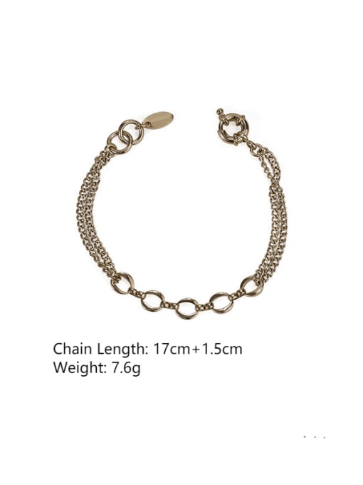 Item 2 (in order of detail pages) Brass Imitation Pearl Hollow Geometric Chain Vintage Link Bracelet