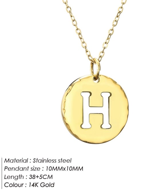 H Titanium Steel Letter Minimalist Round Pendant Necklace