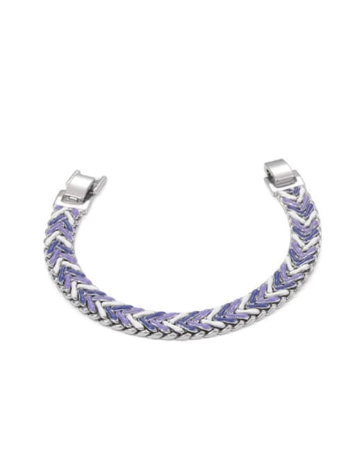 Blue purple Bracelet Brass Enamel Geometric Hip Hop Woven Bracelet