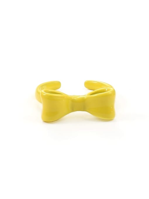 Yellow (6, 7) Zinc Alloy Enamel Bowknot Minimalist Band Ring
