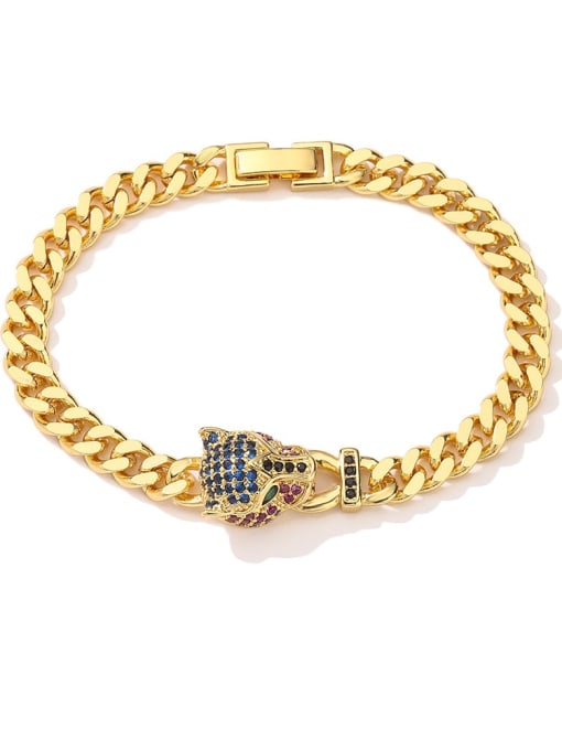 31150 Brass Cubic Zirconia Leopard Trend Link Bracelet
