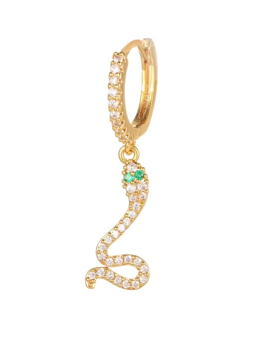 742 gold Brass Cubic Zirconia Snake Vintage Single Earring(Single -Only One)