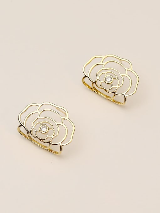HYACINTH Brass Hollow Flower Cute Stud Trend Korean Fashion Earring 0