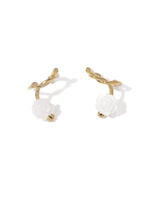 Line (sold by pair) left and right Brass Shell Flower Trend Stud Earring