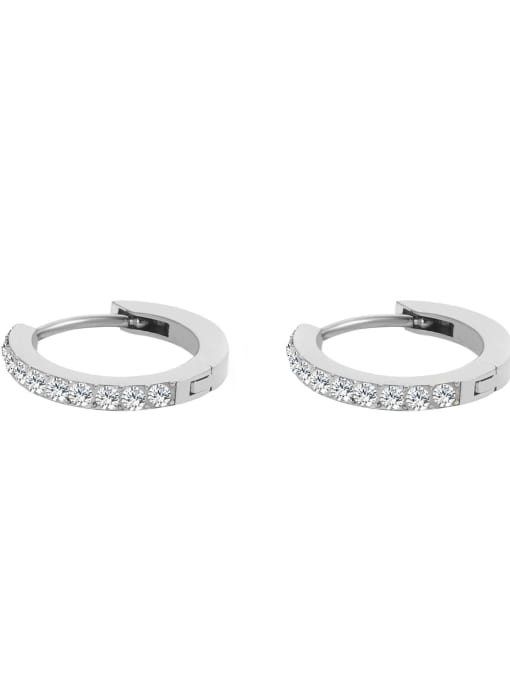 April White Stainless steel Cubic Zirconia Geometric Dainty Stud Earring