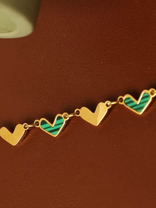 Five Color Brass Malchite Heart Minimalist Necklace 2