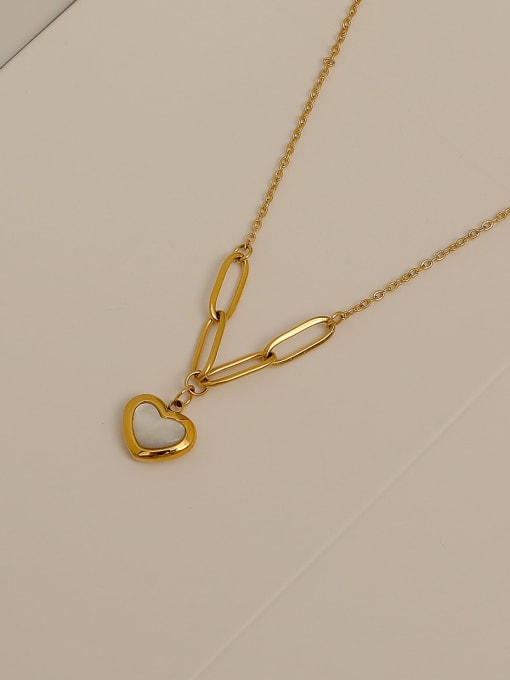 14K gold Brass Shell Heart Minimalist  Pendant Trend Korean Fashion Necklace